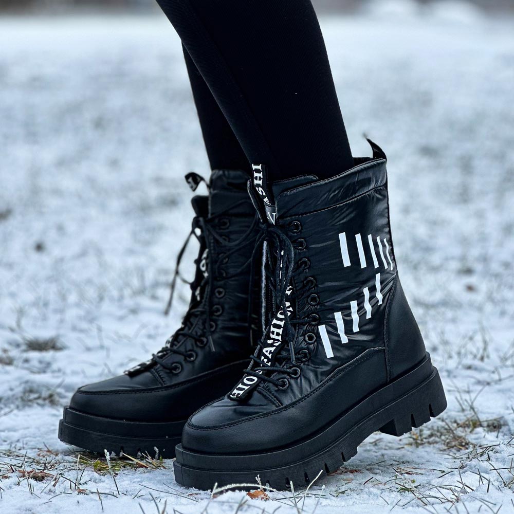 Czarne zimowe śniegowce, botki damskie Vinceza 34586