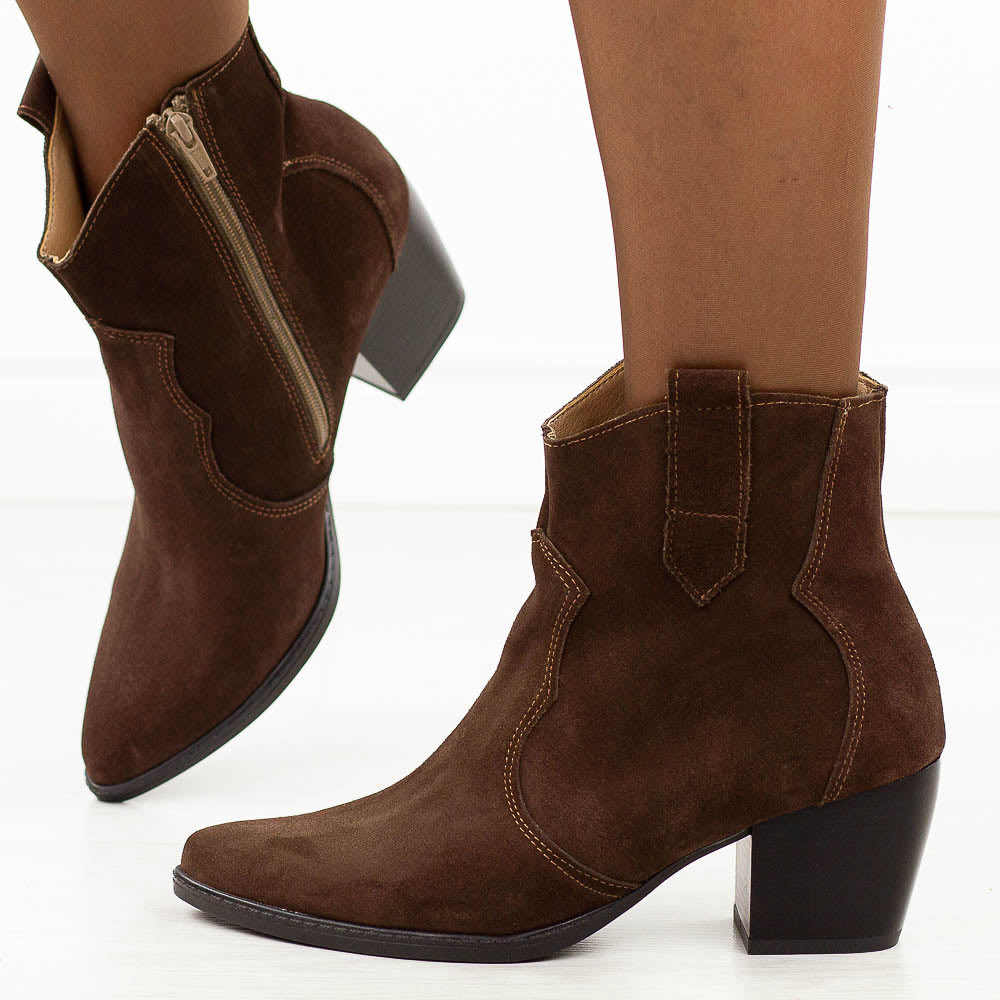 Czekoladowe jesienne Polskie kowbojki damskie Deoni D392