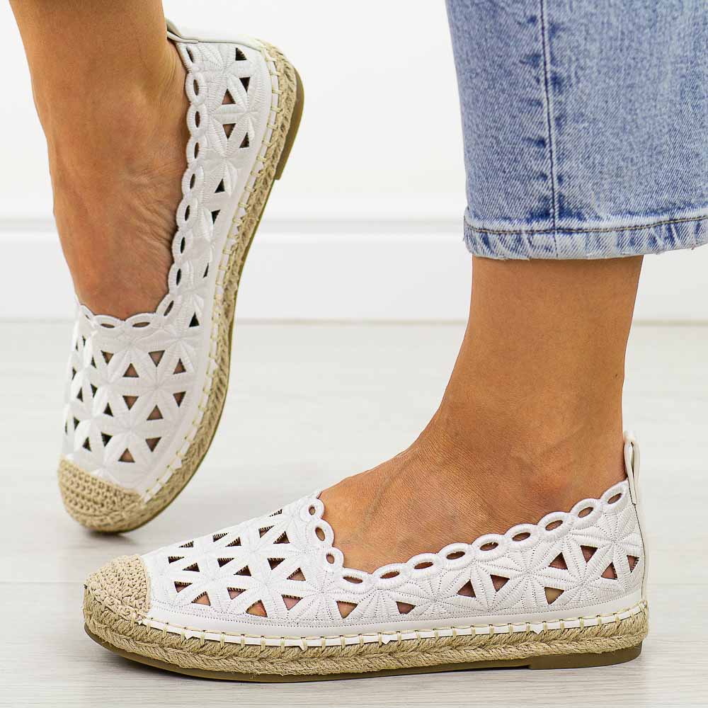 Białe espadryle damskie, półbuty Potocki 16348