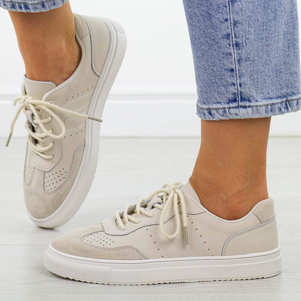 Beżowe skórzane półbuty damskie Vinceza 41481