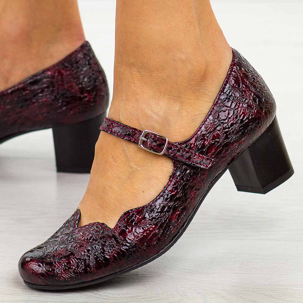 Brązowe skórzane Polskie czółenka damskie na obcasie Gregors 1103