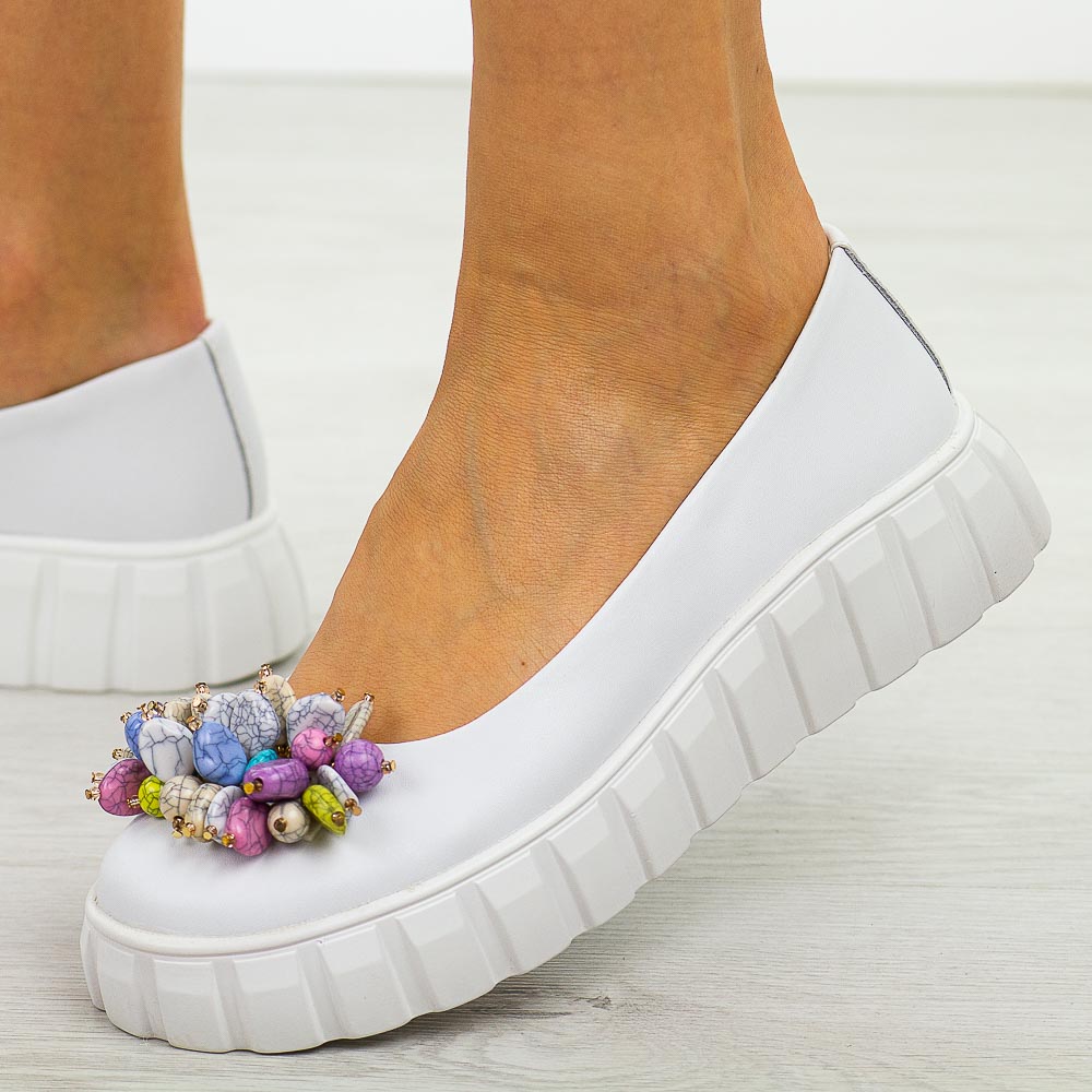 Białe skórzane baleriny damskie Filippo Dp6996/25