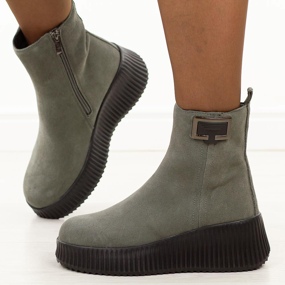 Szare skórzane botki damskie Filippo Dbt6392/25