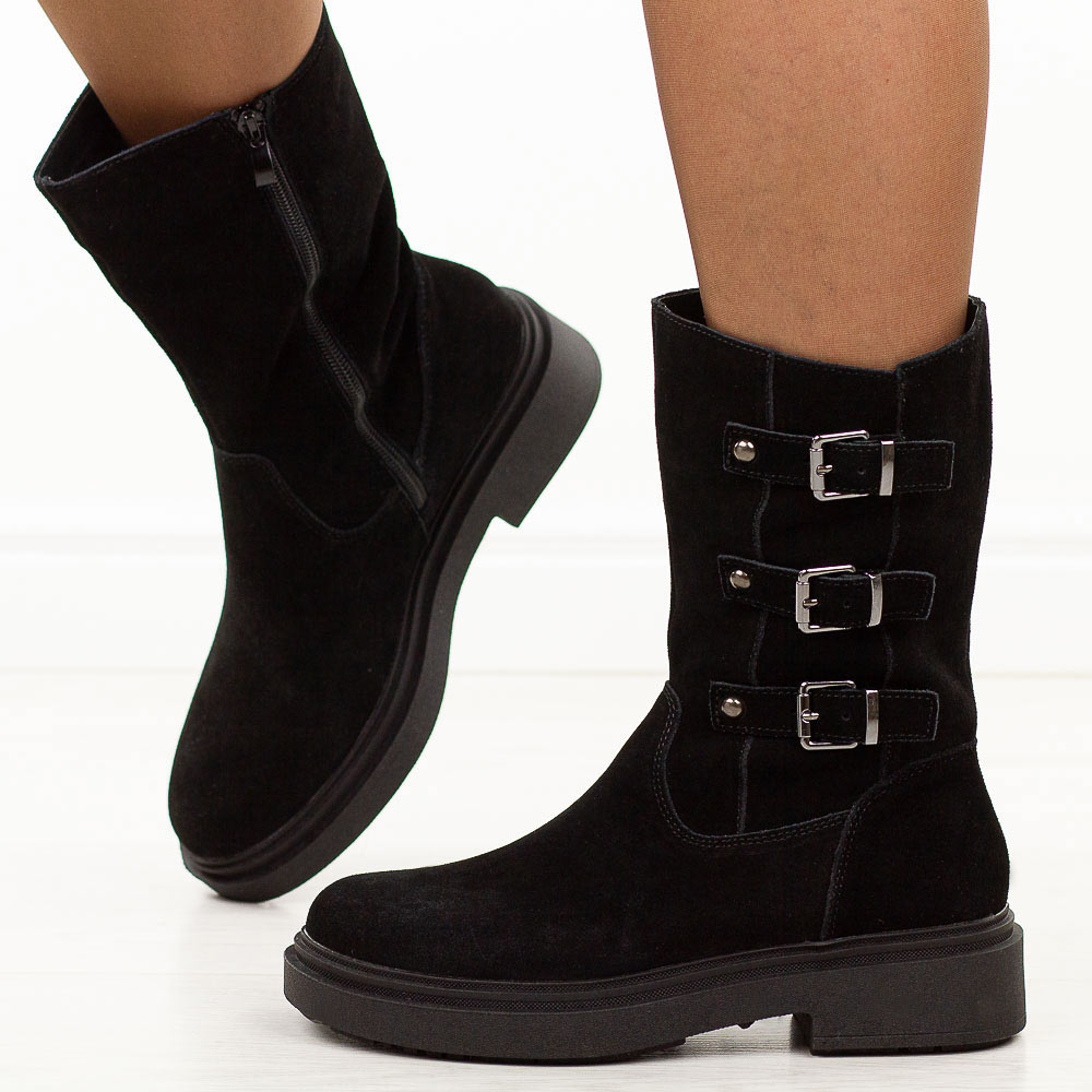 Czarne skórzane botki damskie Sergio Leone Bt25517S