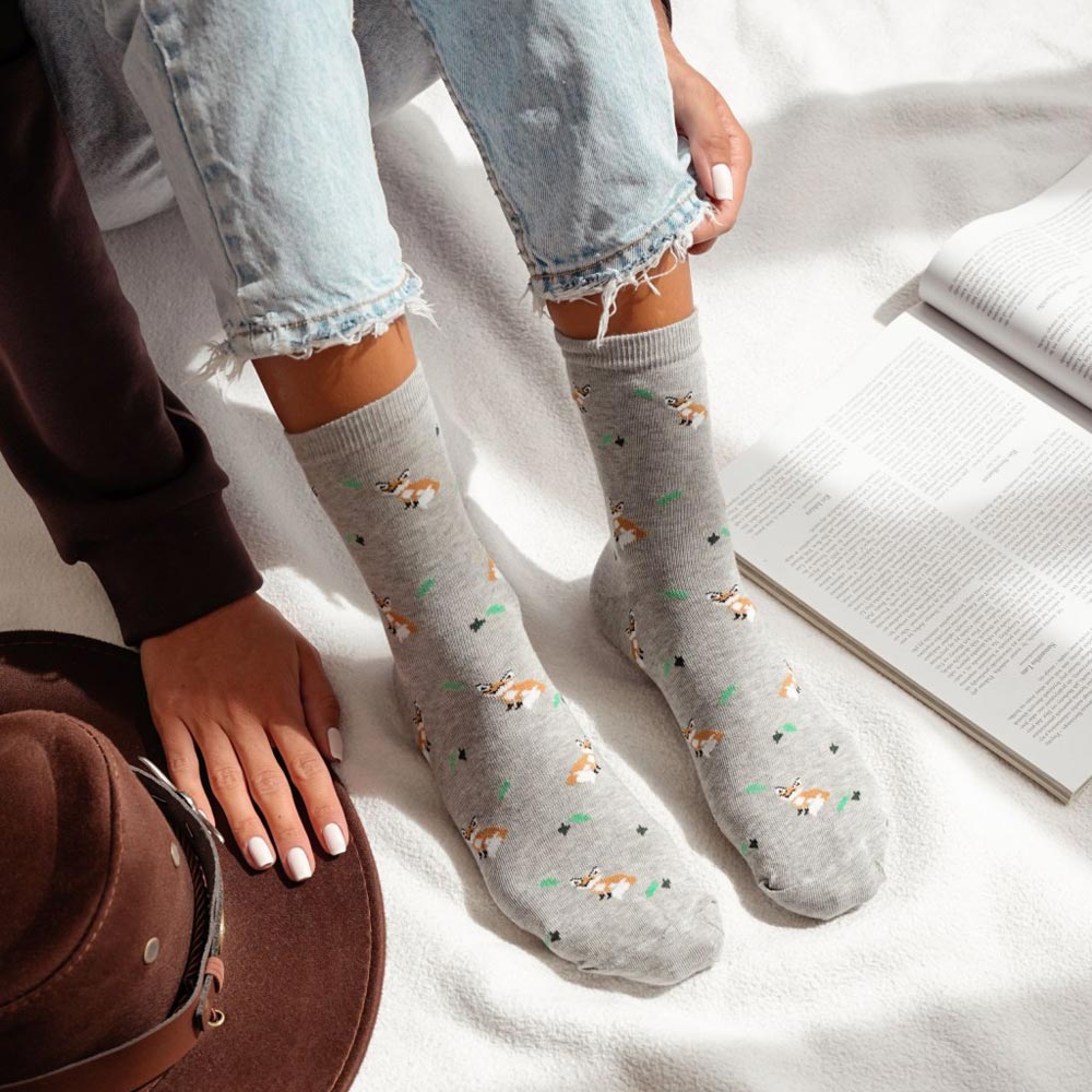 Skarpetki damskie lisy i liście 1190 gr