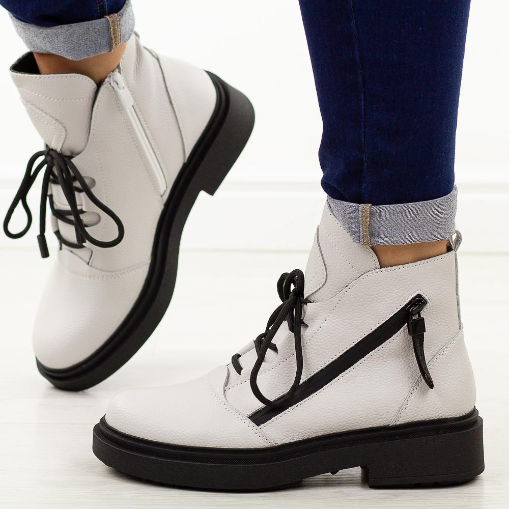 Białe skórzane botki damskie Sergio Leone Bt25200S