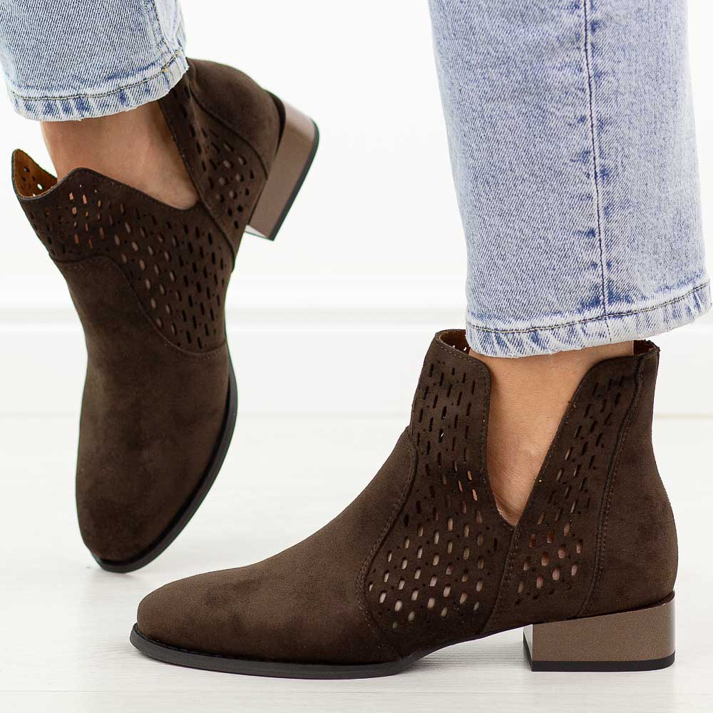 D.Brązowe botki damskie na obcasie M.Daszyński Sa197-28