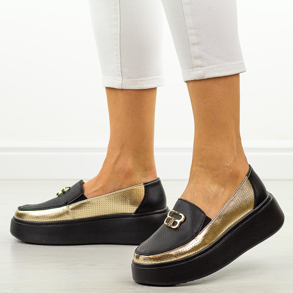 Czarne skórzane półbuty damskie Cambell 14313