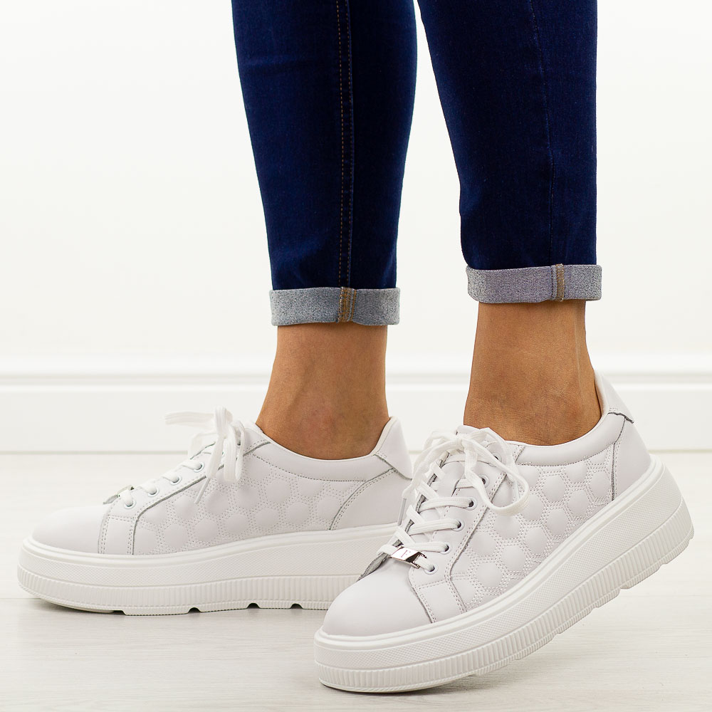 Białe skórzane półbuty damskie Filippo Dp7285/25