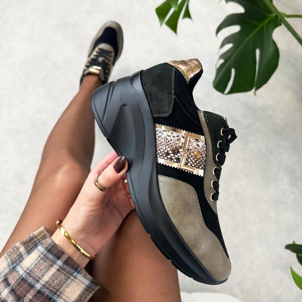 Zielone sneakersy damskie na koturnie Potocki 12744