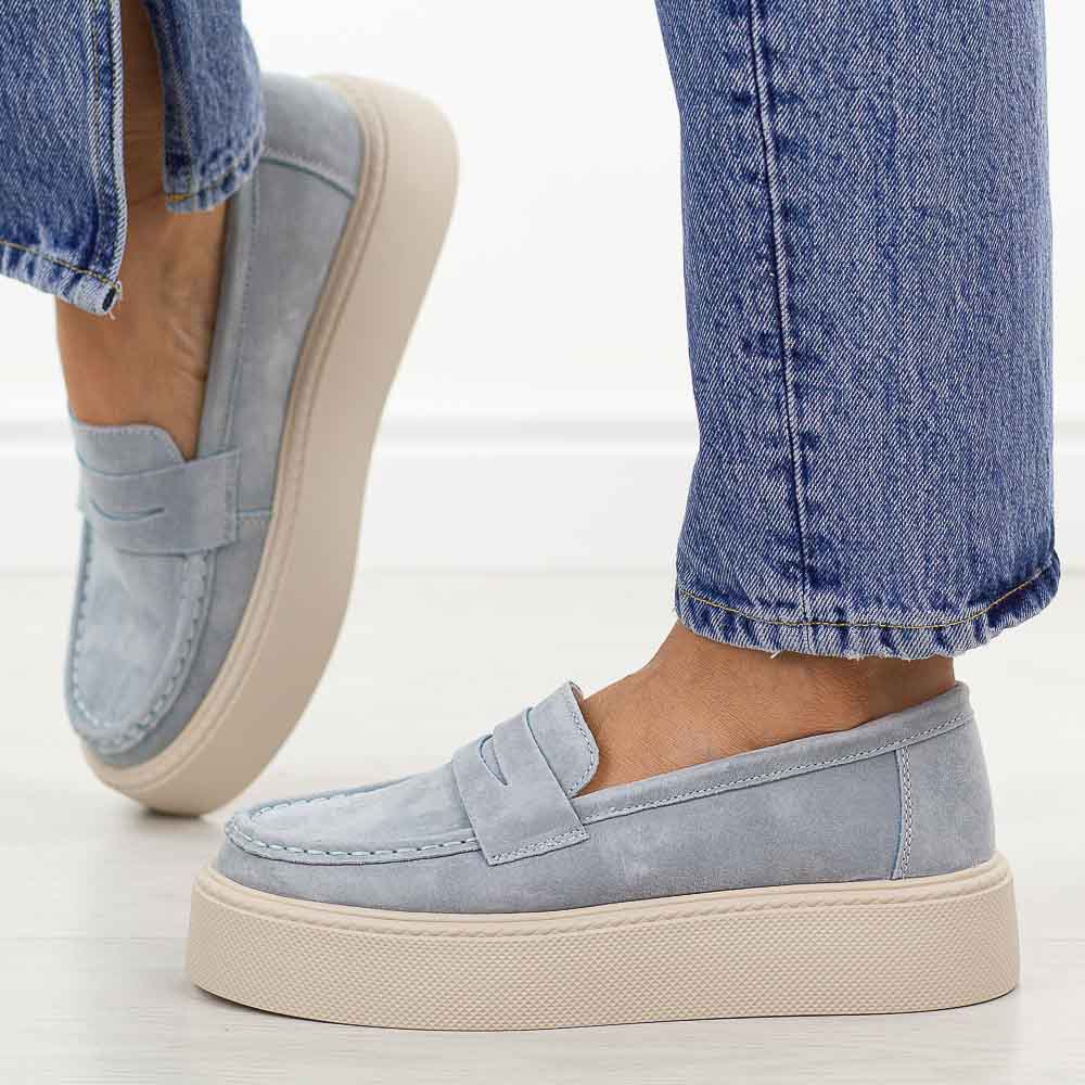 Niebieskie skórzane mokasyny damskie Potocki 87308