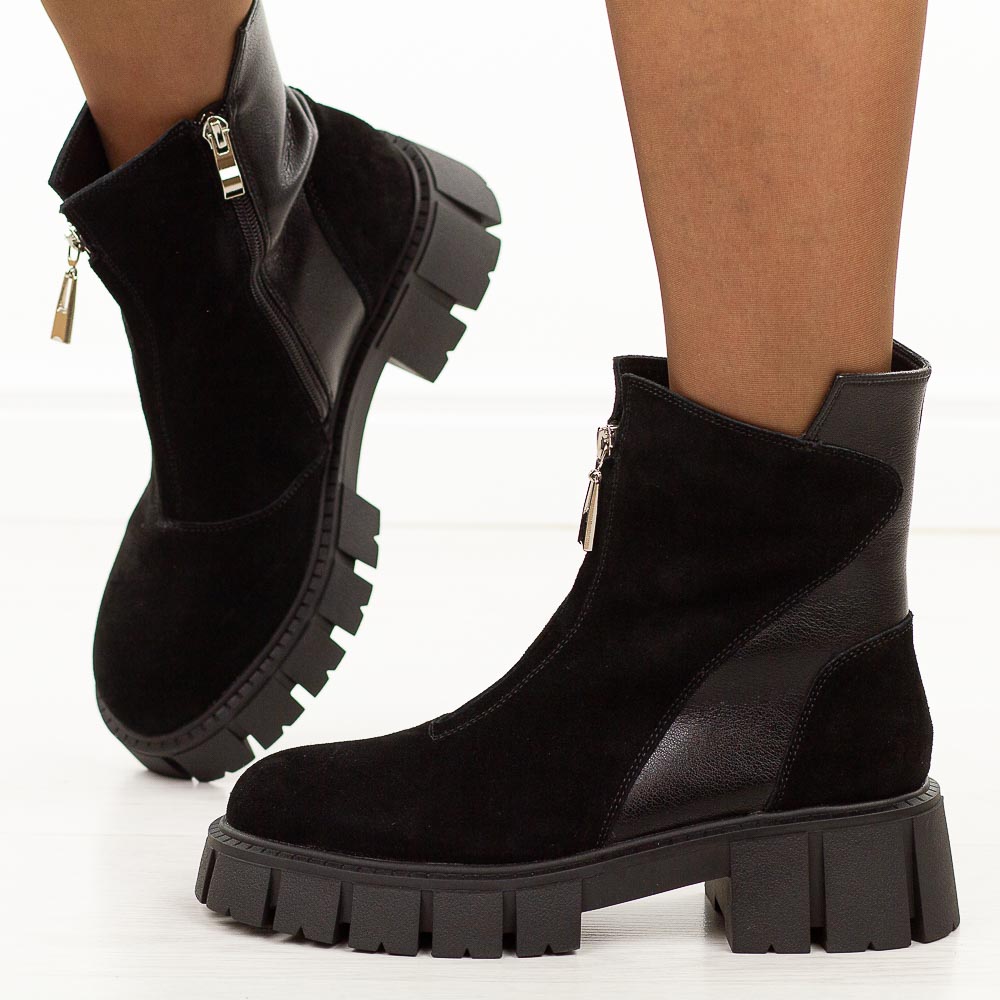 Czarne skórzane botki damskie DiA 52-874