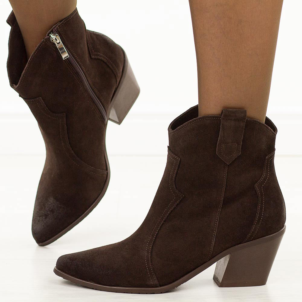 Czekoladowe jesienne Polskie kowbojki damskie Deoni D411