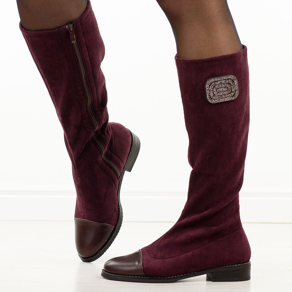 Bordowe kozaki damskie M.Daszyński 2251-19