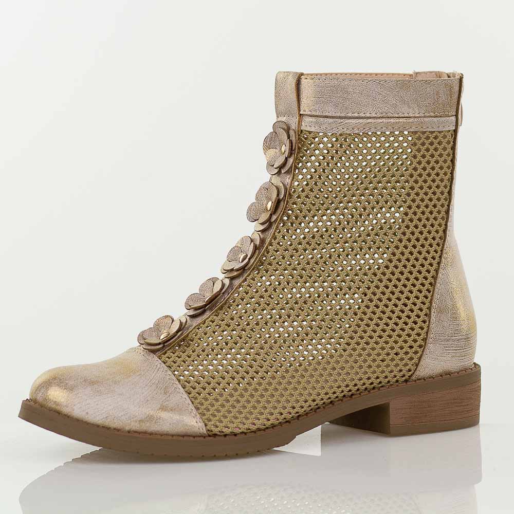 Złote wiosenne ażurowe botki damskie Jezzi Asa62-130