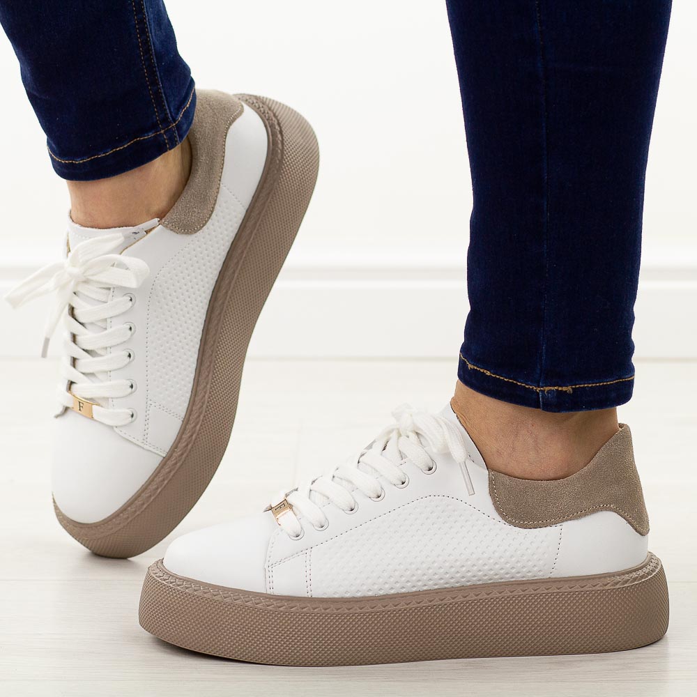 Białe skórzane półbuty damskie Filippo Dp7502/26