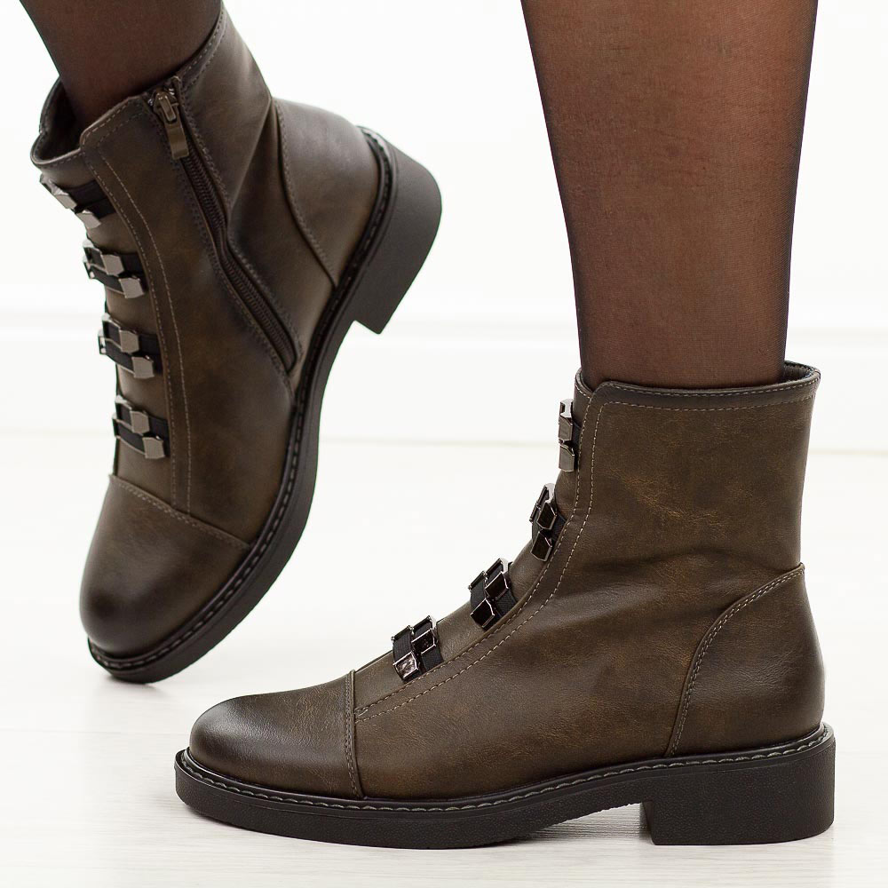 Szare płaskie botki damskie M.Daszyński Sa252-16