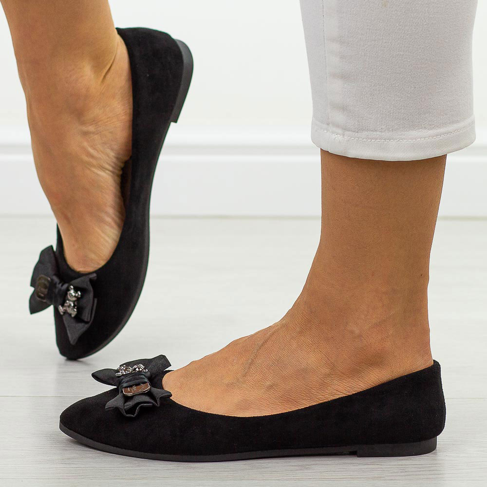 Czarne zamszowe baleriny damskie Potocki 23310