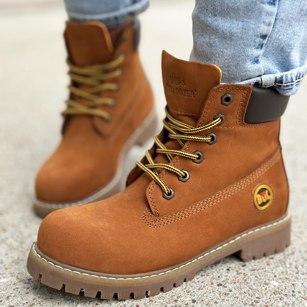 Camelowe skórzane trapery damskie Bulldozer 220655