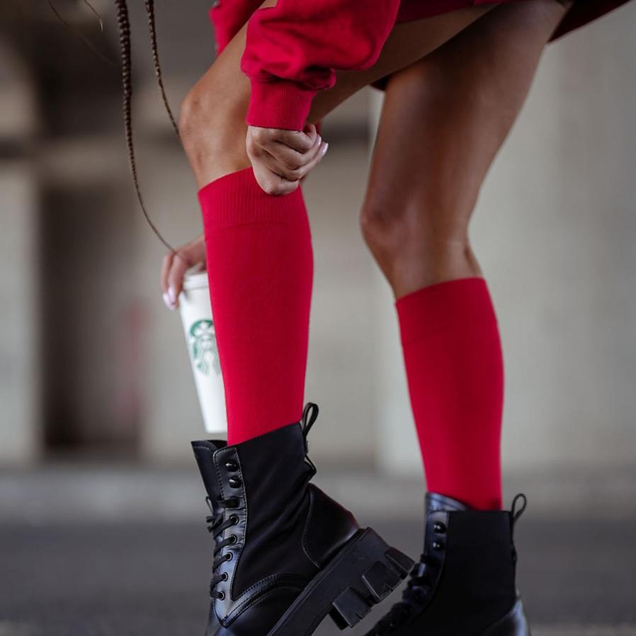 Podkolanówki damskie gładkie 200 czerwony