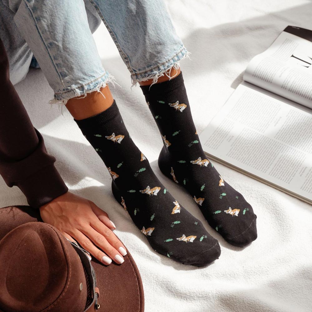 Skarpetki damskie lisy i liście 1187 bk