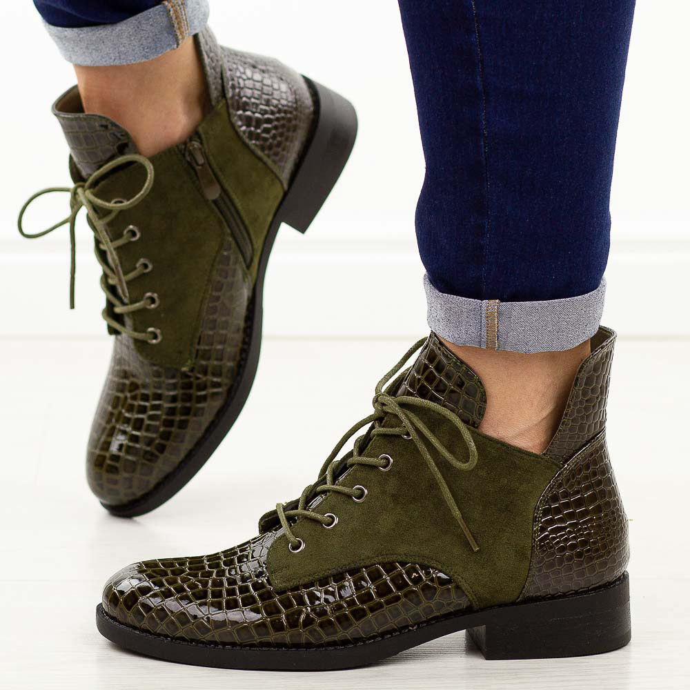 Zielone płaskie botki damskie Vinceza 16477