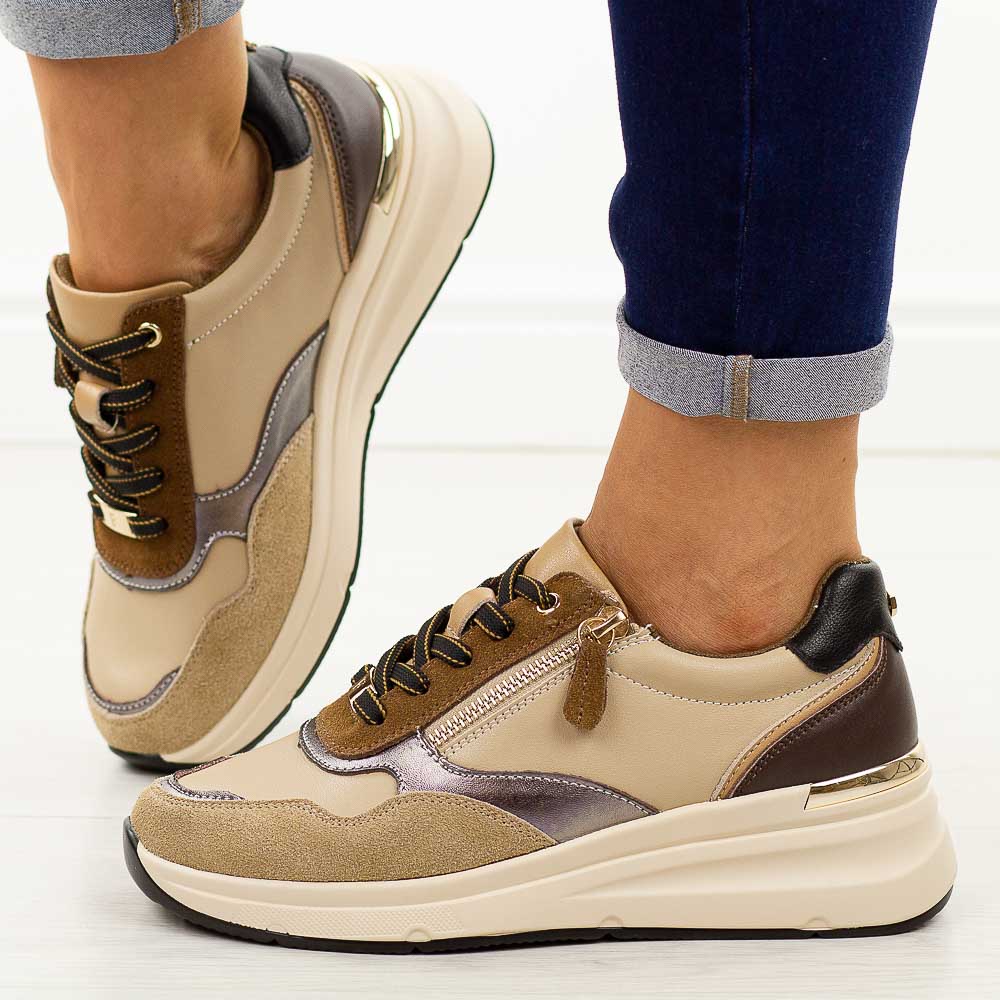 Beżowe skórzane półbuty damskie Filippo Dp7105/25