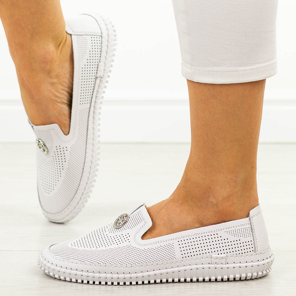 Białe skórzane półbuty damskie Filippo Dp6838/25