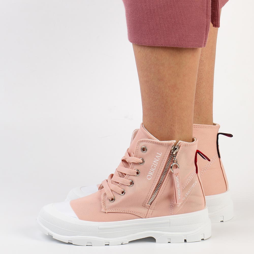 Różowe trampki damskie Sabatina Dm-02 Gruby Spód