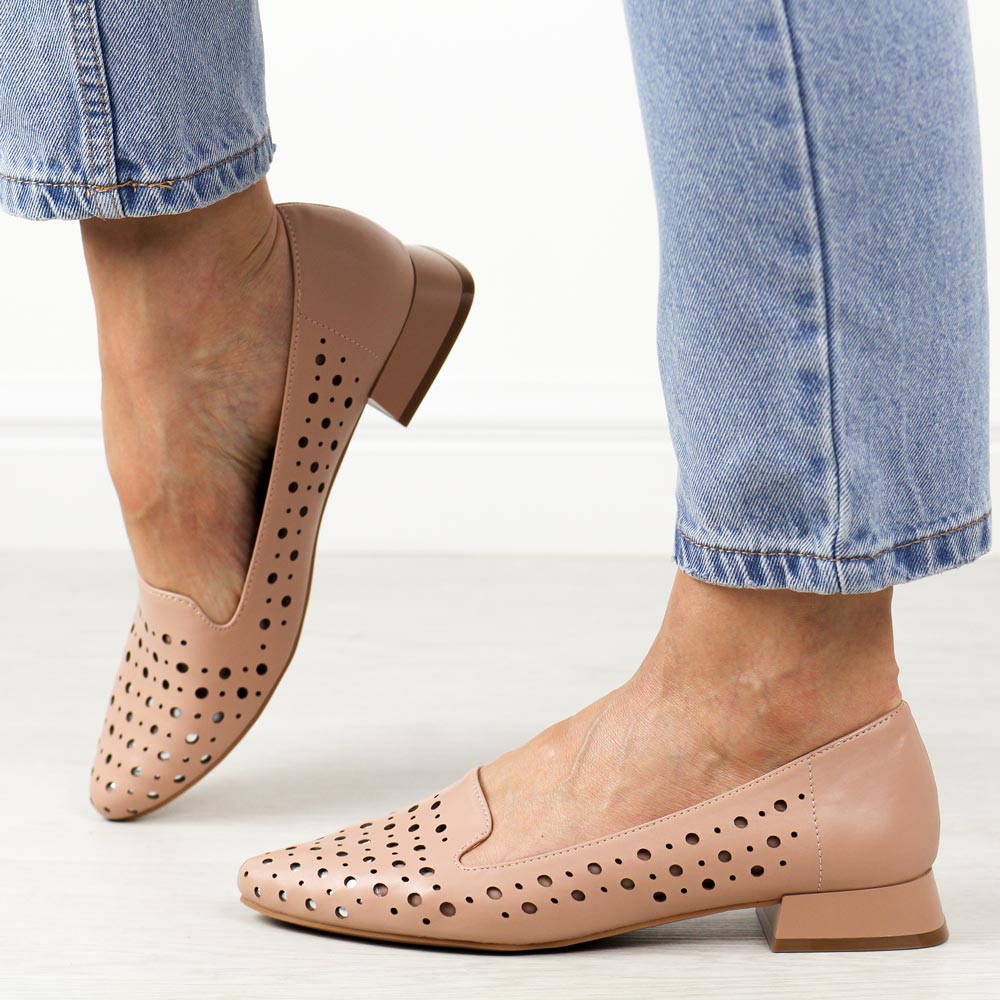 Różowe ażurowe czółenka damskie na obcasie M.Daszyński Sa178a-2