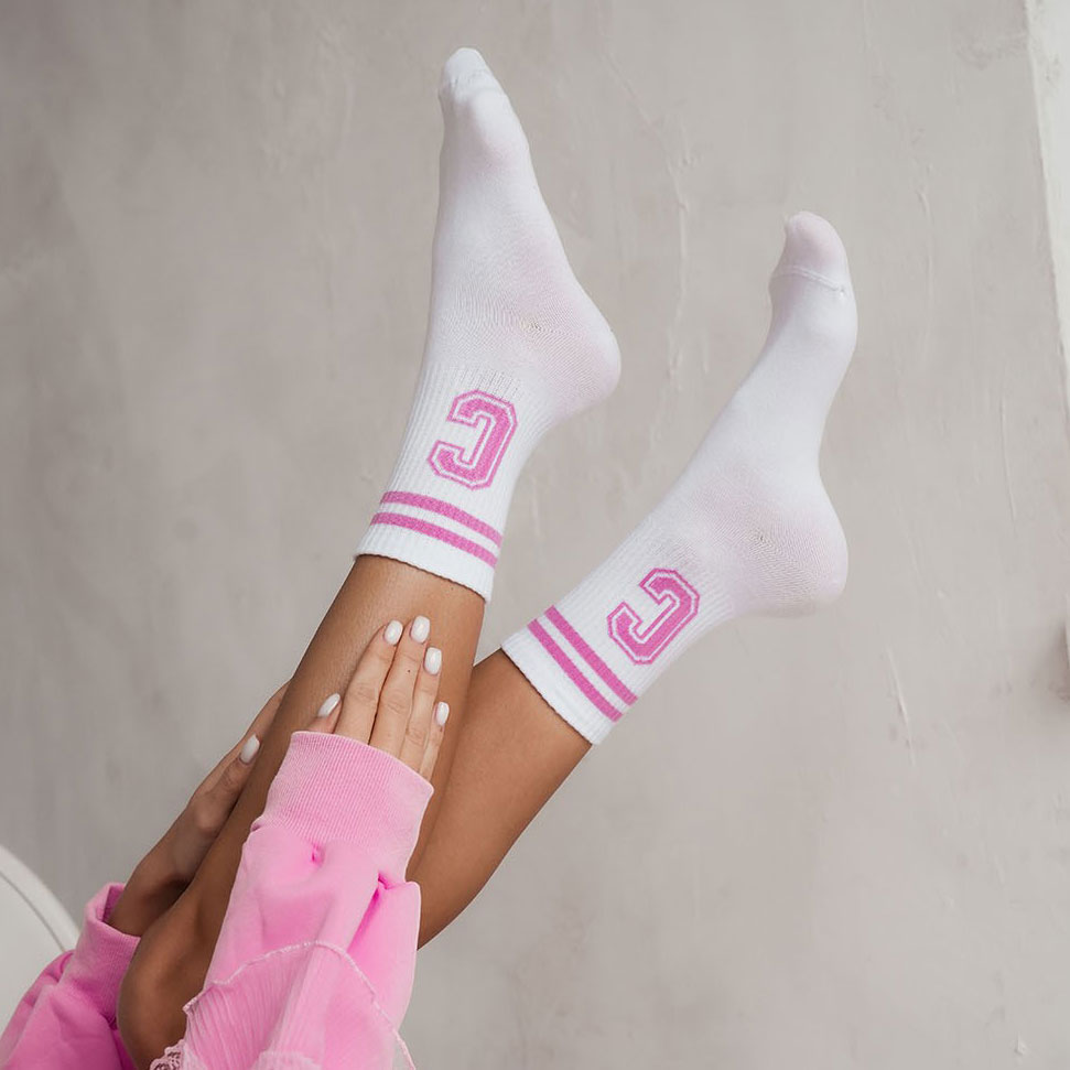 Skarpetki damskie - litera C 733 wh/pn