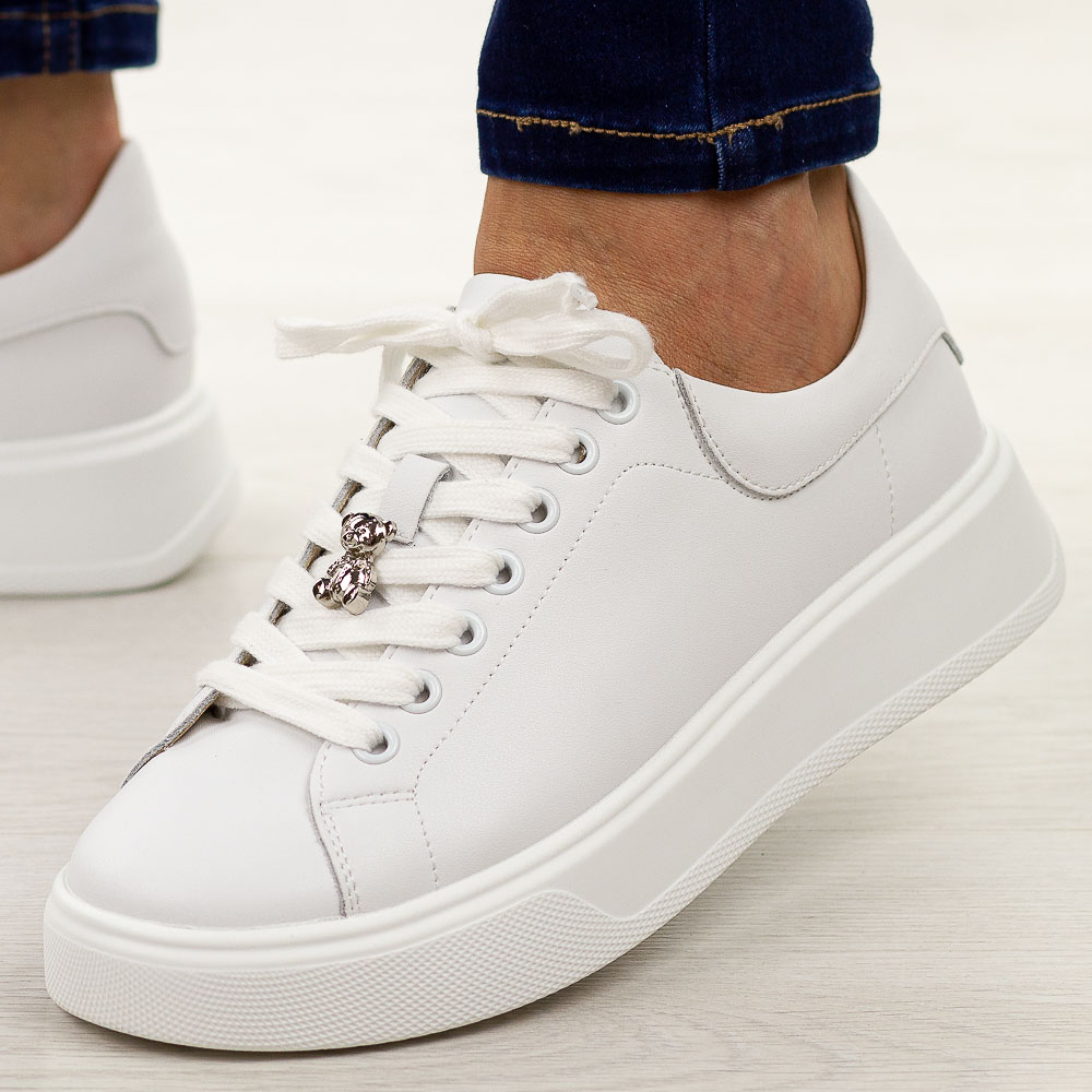 Białe skórzane półbuty damskie Cambell 19379