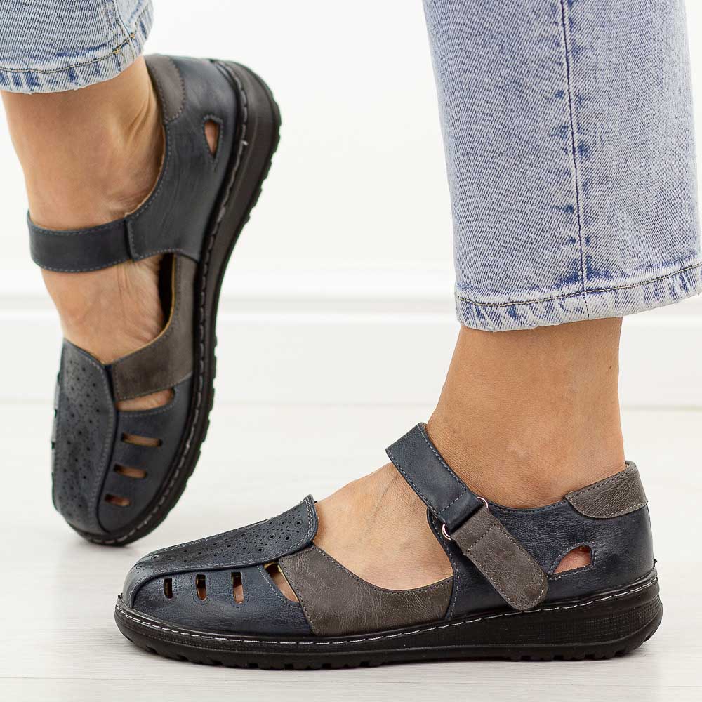 Granatowe zakryte sandały damskie Unisoft 9955