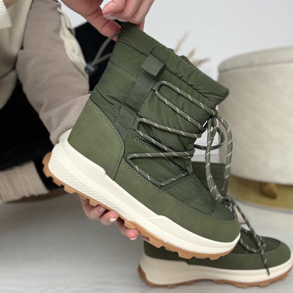 Zielone ciepłe zimowe botki damskie Potocki 16321