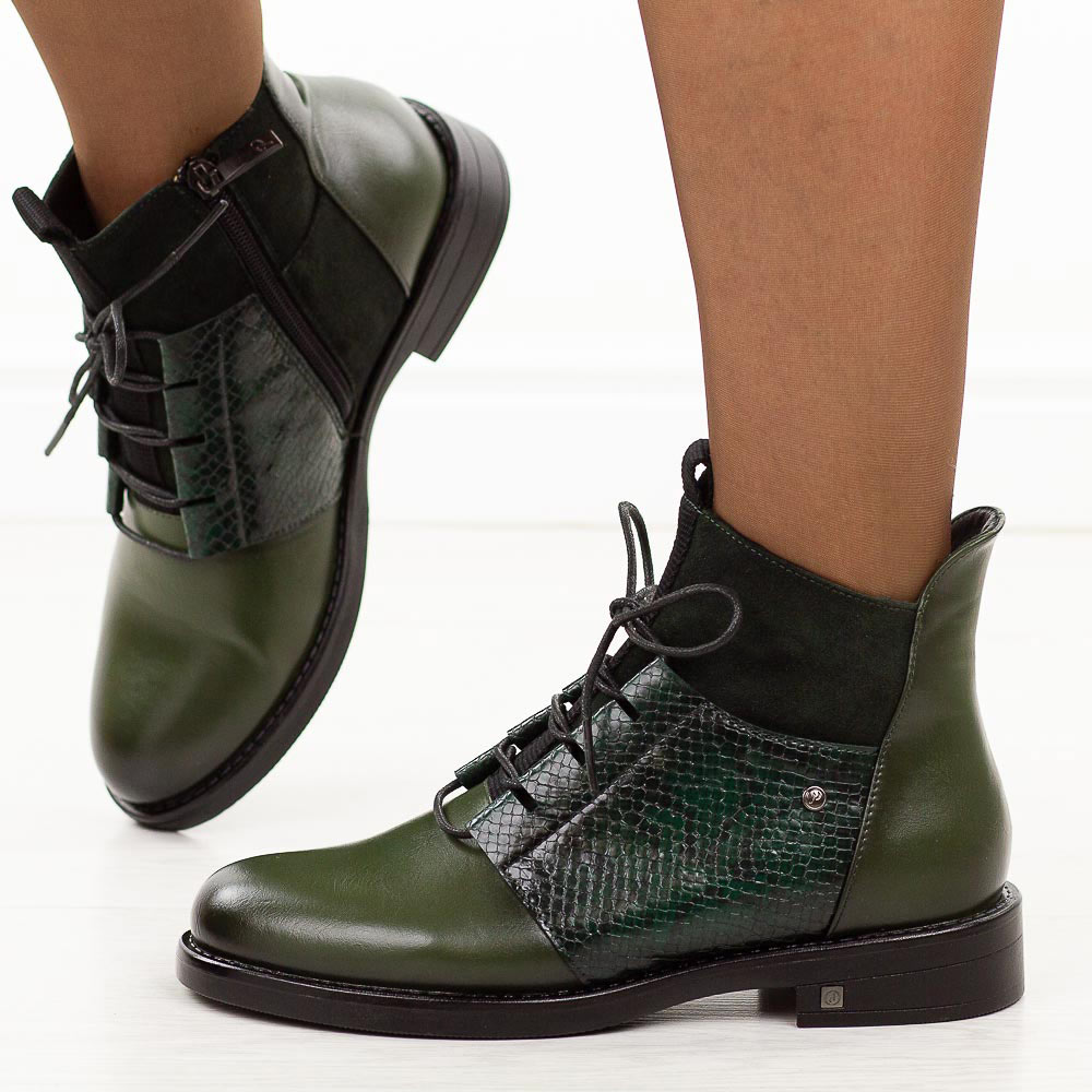 Zielone botki damskie Potocki 12688