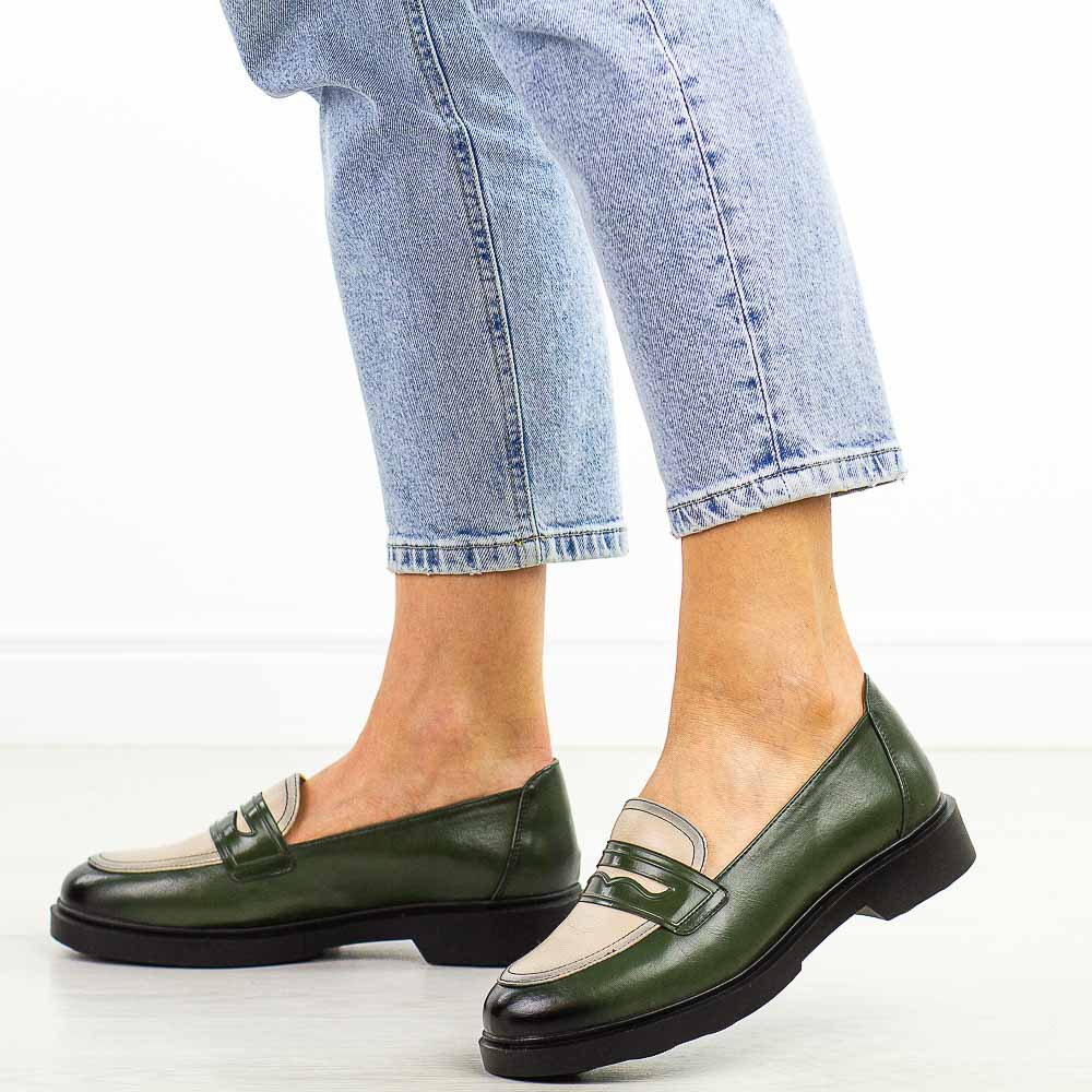 Zielone mokasyny damskie Potocki 12561