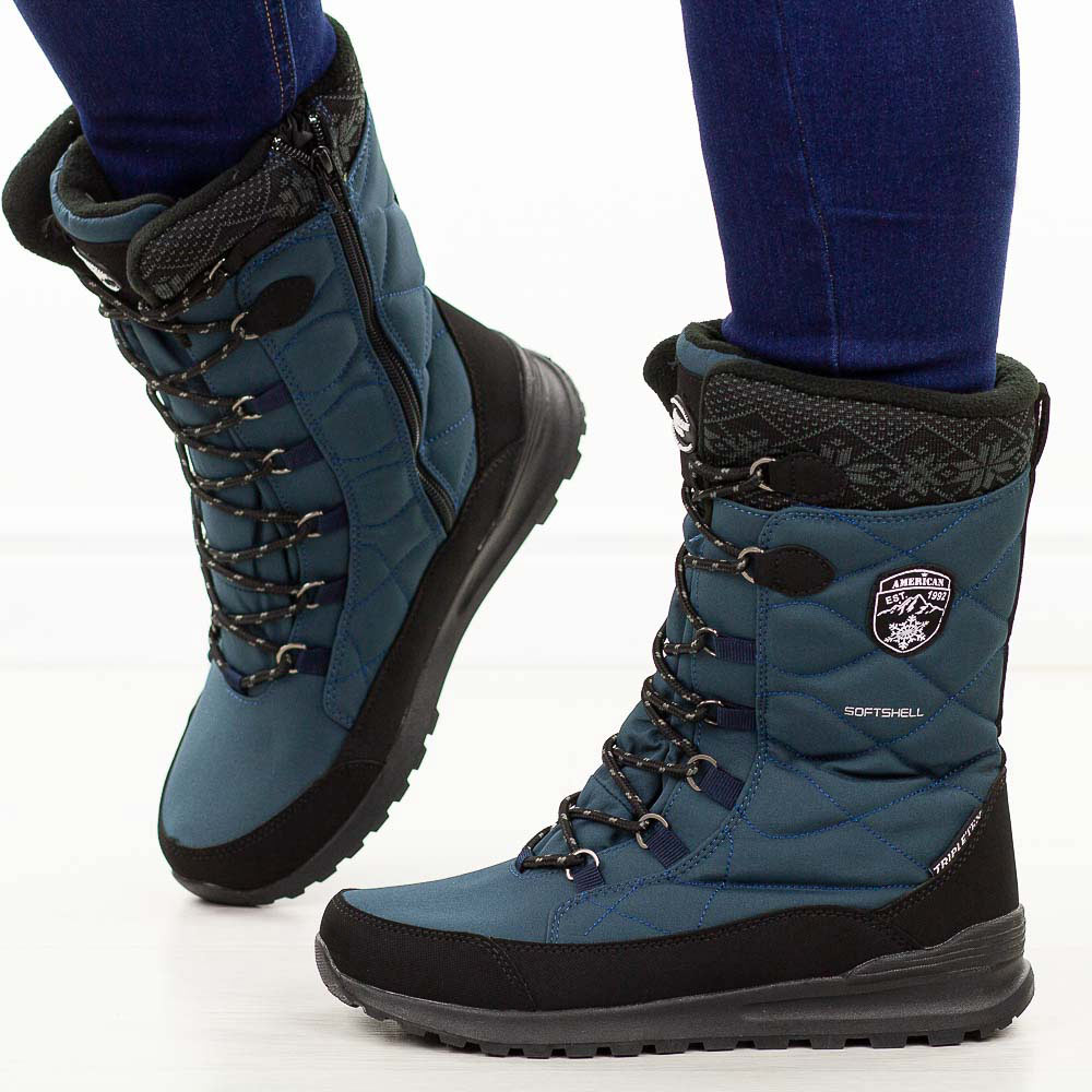 Granatowe zimowe śniegowce damskie z membraną American Club Softshell Sn82/25