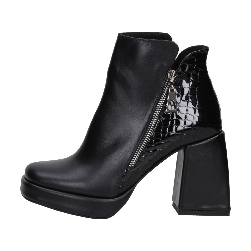 Czarne Polskie botki damskie zimowe na słupki Suzana 2358k Platforma