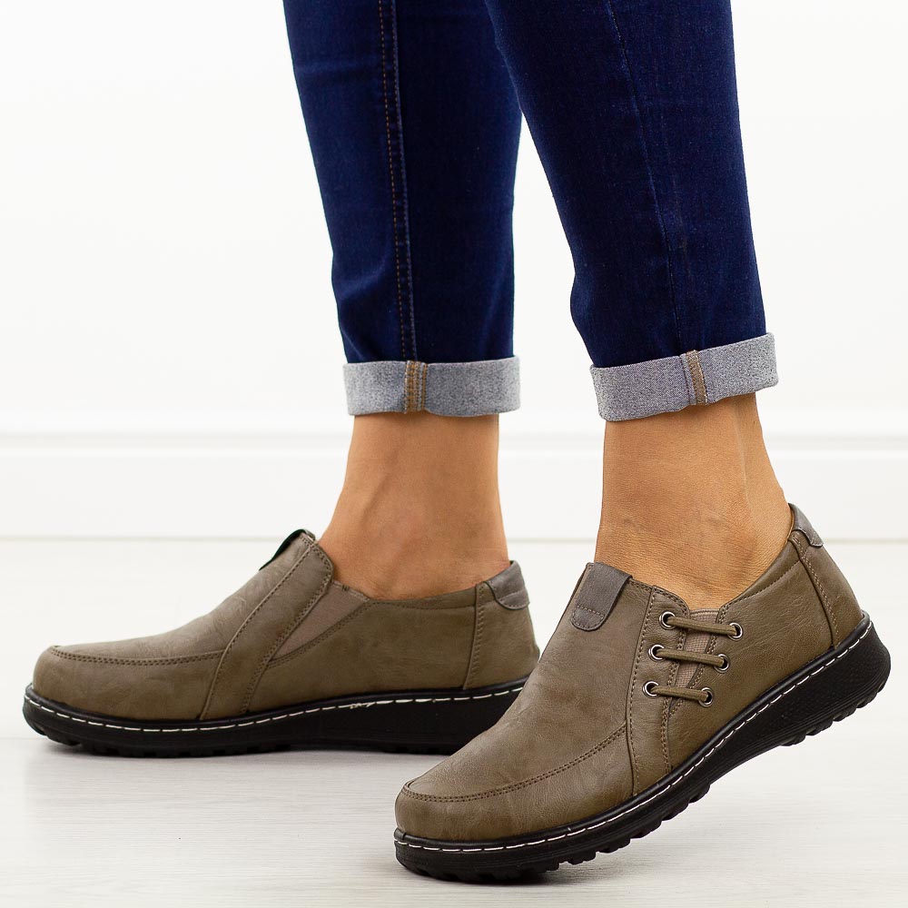 Khaki półbuty damskie Potocki 90353