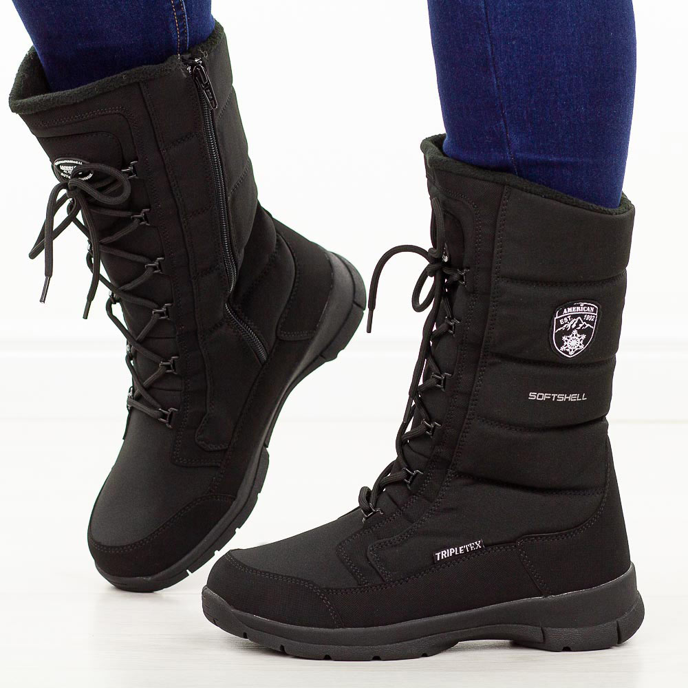 Czarne zimowe śniegowce damskie z membraną American Club Softshell Sn07/25