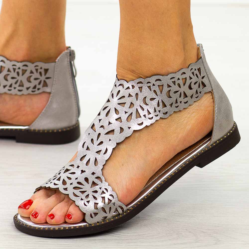 Srebrne sandały damskie M.Daszyński 24148-2