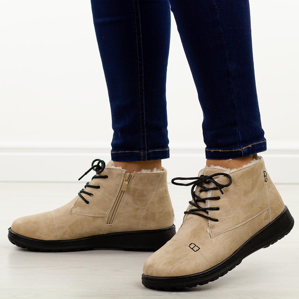 Beżowe botki damskie Potocki 90363