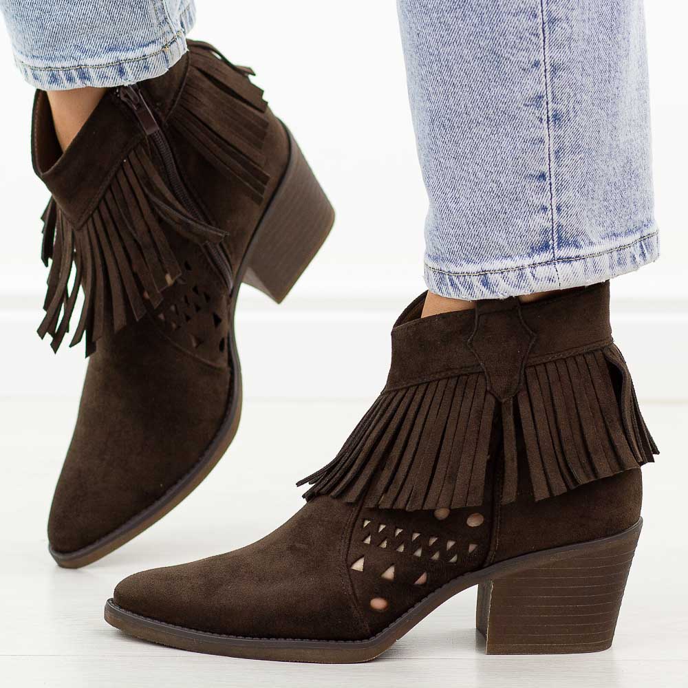 D.Brązowe kowbojki damskie M.Daszyński Sa261-13