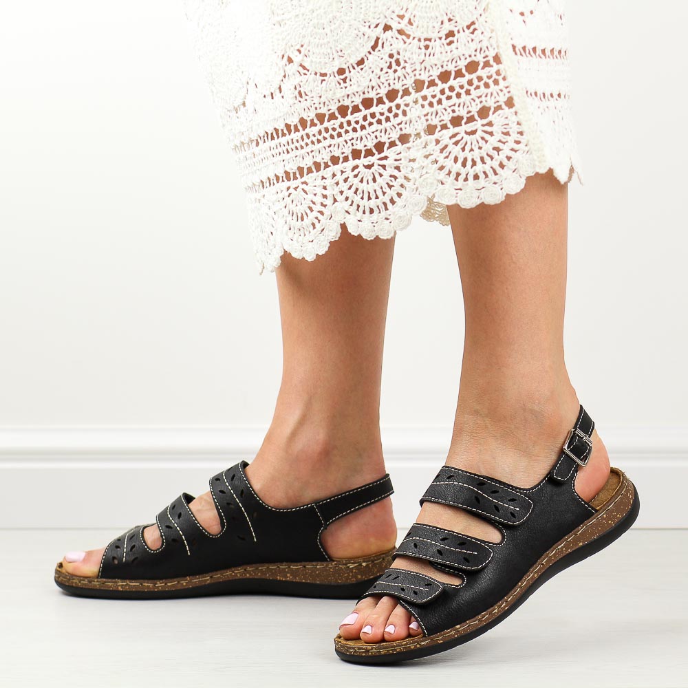 Czarne sandały damskie Sergio Leone Sk038