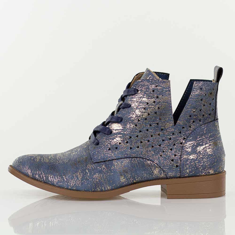 Niebieskie jeans ażurowe botki damskie Jezzi Mam65-112