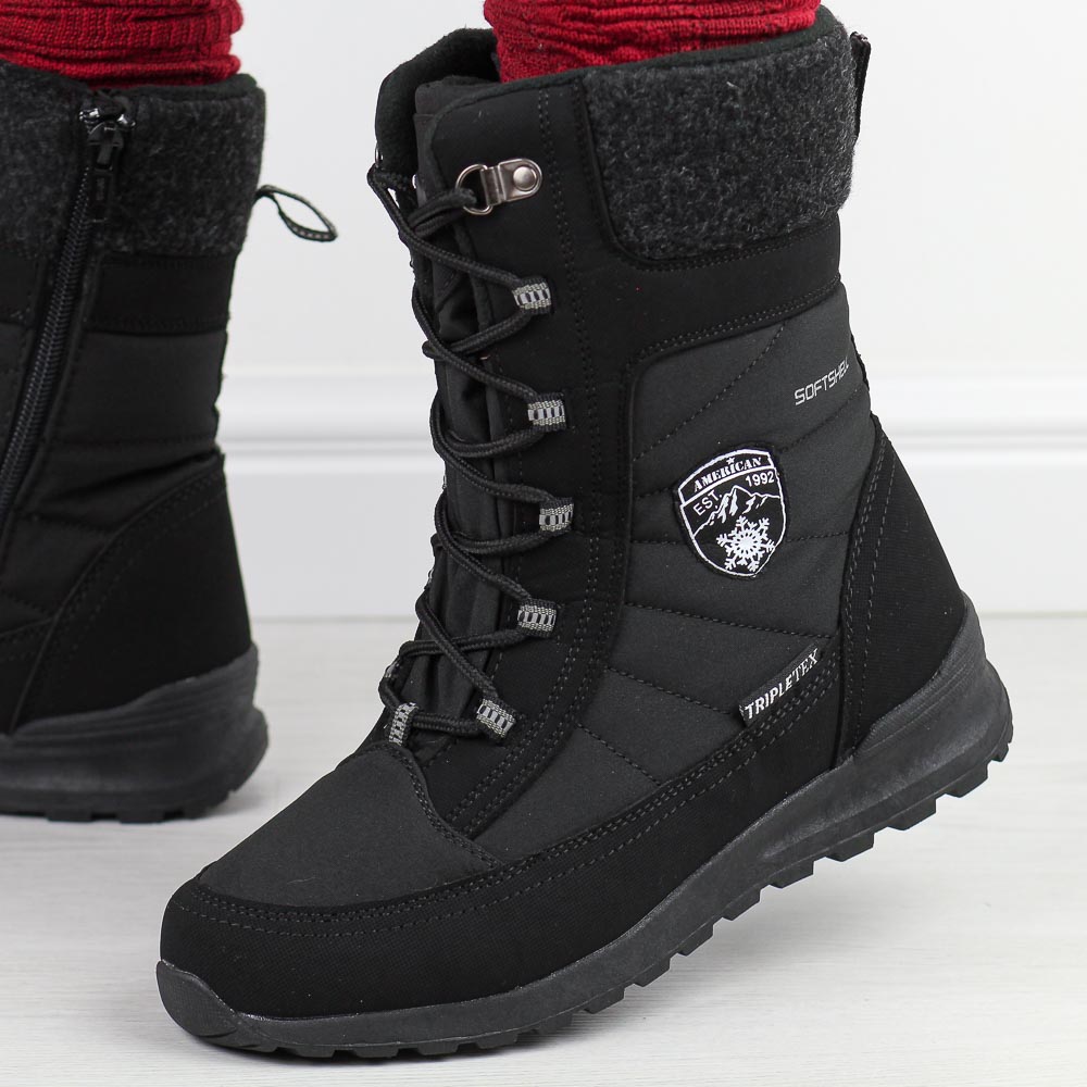 Czarne zimowe śniegowce damskie z membraną American Club Softshell Sn23/25