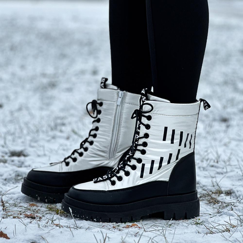 Srebrne zimowe śniegowce, botki damskie Vinceza 34586