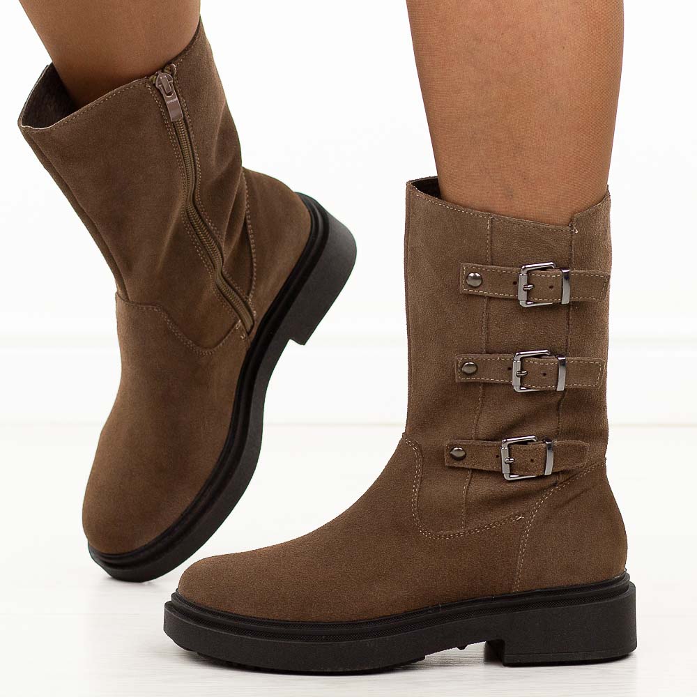 Brązowe skórzane botki damskie Sergio Leone Bt25517S