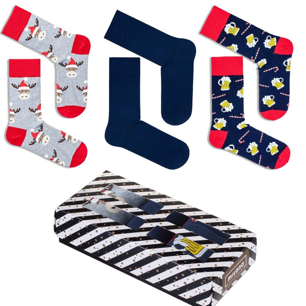 Zestaw na prezent męski - 3 pary skarpetek 1076