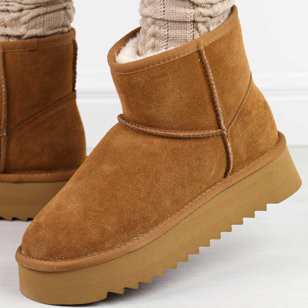 Camelowe skórzane ciepłe zimowe mukluki, eskimoski T.Sokolski 531